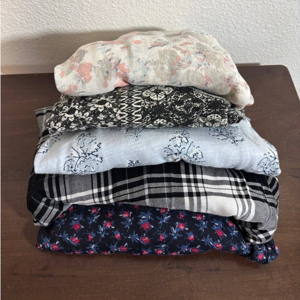 Lucky Brand Lot of 5 Size Small Boho Blouses Patterned Everyday Capsule Wardrobe